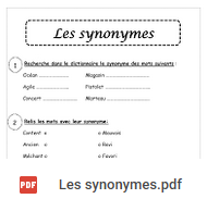 fiche d'exercices ce1 les synonymes