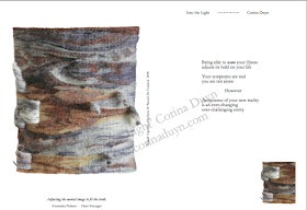 page from Into the Light by Corina Duyn, with tapestry image and quote about acceptance 