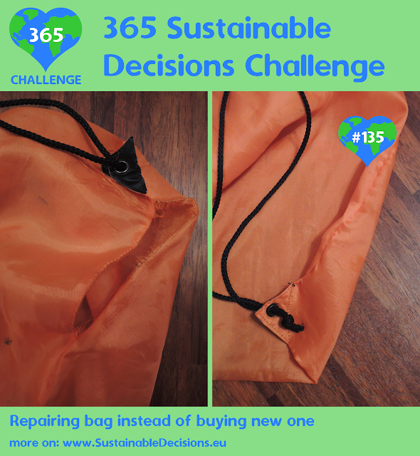 Repairing bag instead of buying new one recycling reducing waste