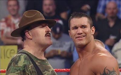 Randy Orton facing off against legend Sgt. Slaughter