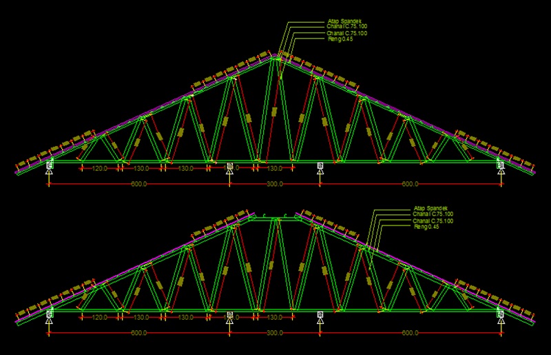 Gambar Kerja Rangka  Atap  Baja  Ringan File Dwg Kaula 