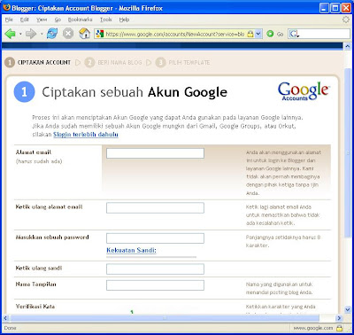 langkah pertama membuat blog di website blogger atau blogspot