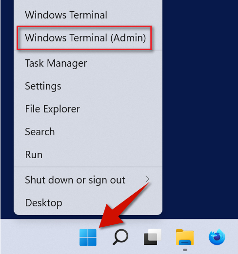 The first is step is to go to the Windows Terminal, preferably with admin privileges.