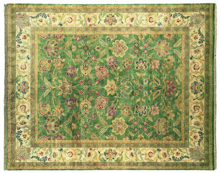 green traditional designed area rug