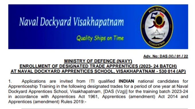 Indian Navy Naval Dockyard Apprentice Recruitment 2022-23