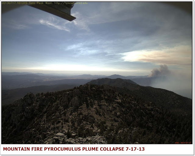 MOUNTAIN FIRE FROM TORO PEAK WEBCAM  7-17-13