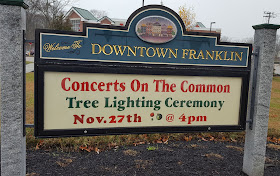 Santa arrives on the Town Common at 4:00 PM on Sunday, Nov 27