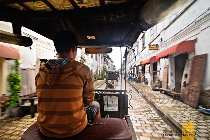 Riding a Calesa at Calle Crisologo in Vigan City