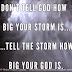 Don't tell GOD how big your STORM is, tell the storm how BIG your GOD is. 