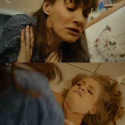 Elizabeth (Sarah Parish) strangles Laura (Lily Sacofsky)