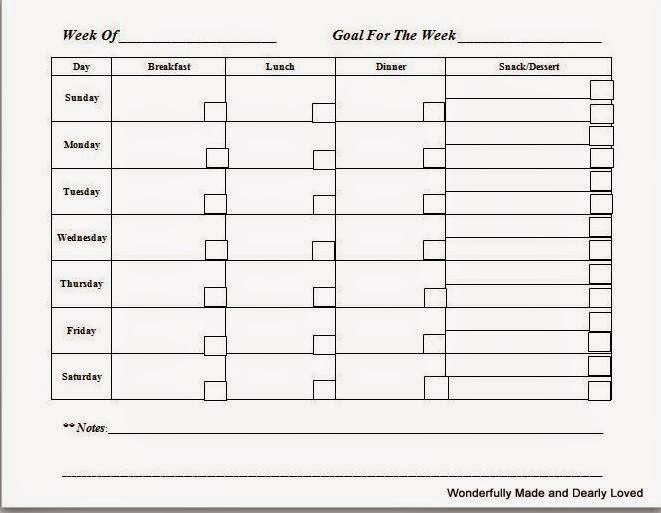 Blank Weekly Menu Plan