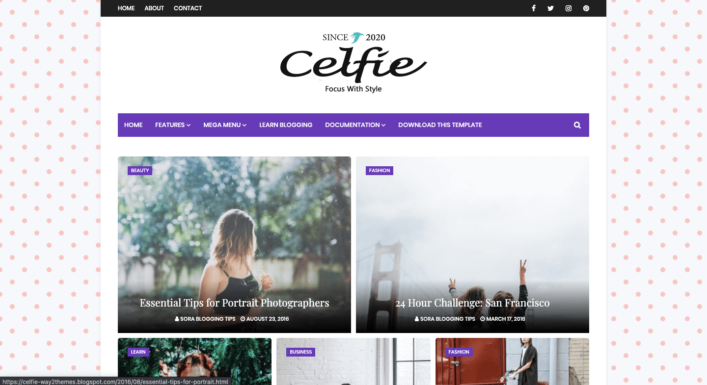 Celfie Responsive Blogger Template