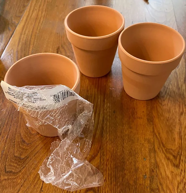 Photo of plain terracotta pots from Dollar Tree