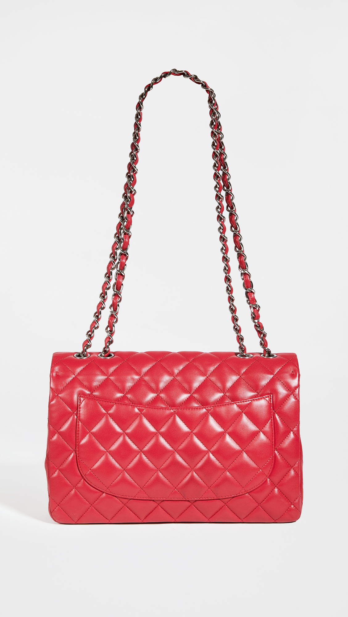 CHANEL RED QUILTED LAMBSKIN LEATHER BAG