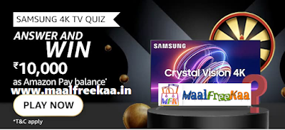 Today's Amazon Samsung Crystal 4K CUE70 TV Quiz Answers