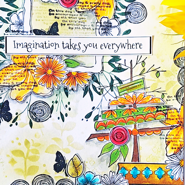 Art journal page using Shady Designs Blooming Marvellous & Floral Frames collections