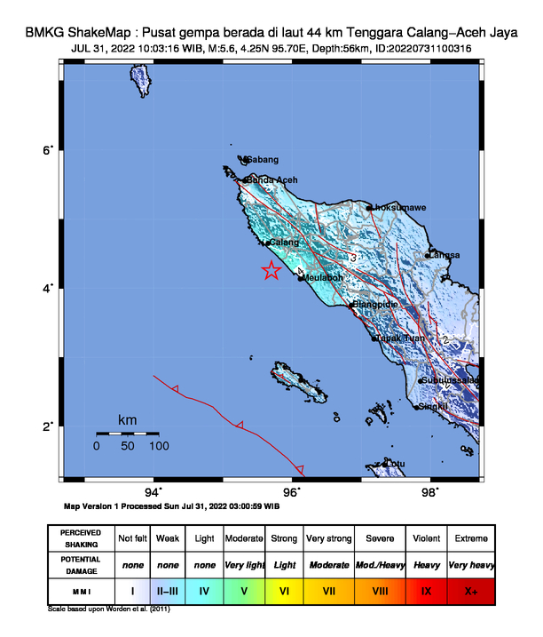 Aceh Jaya diguncang gempa bumi dengan kekuatan magnitudo 5,6