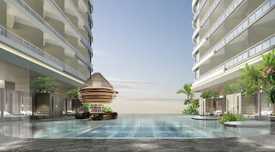 Bể bơi nhìn toàn cảnh biển dự án căn hộ laluna resort nha trang hotline 0896 356 386