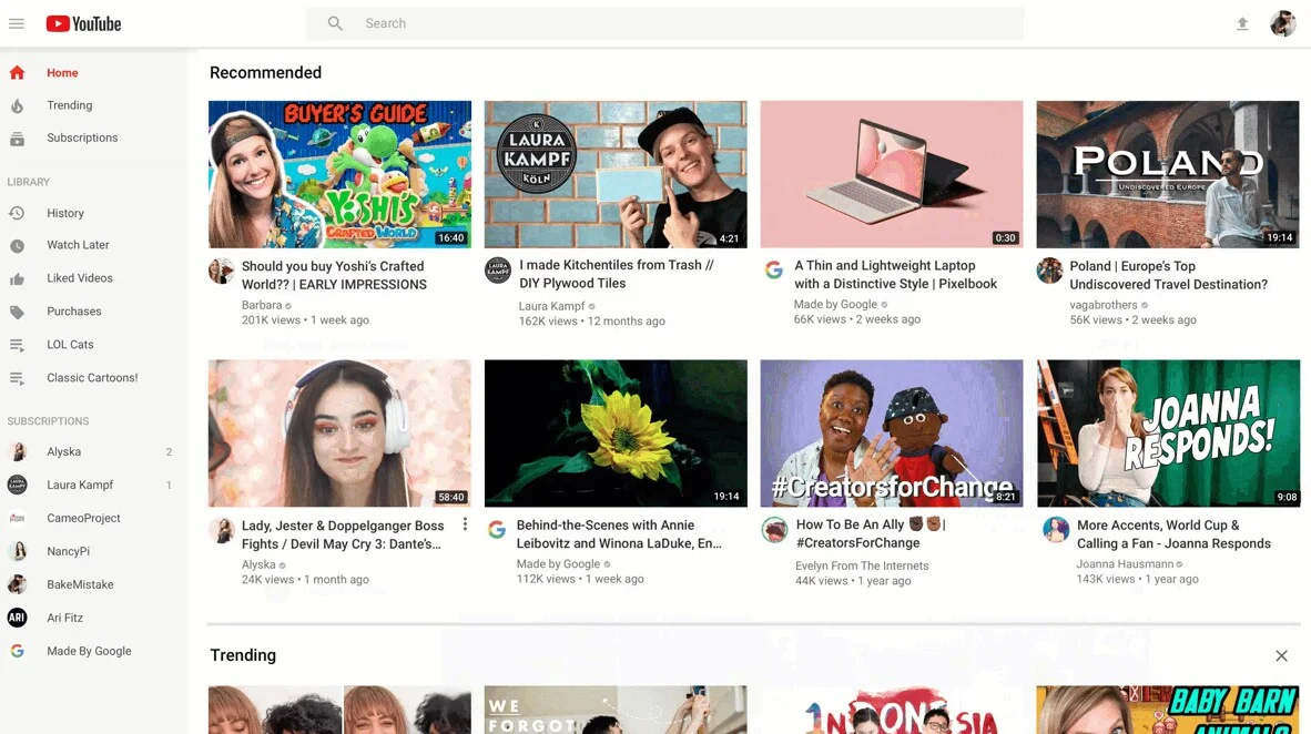 YouTube si rinnova su desktop e tablet