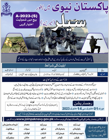 Join Pakistan Navy As Sailor Marine 2023-A