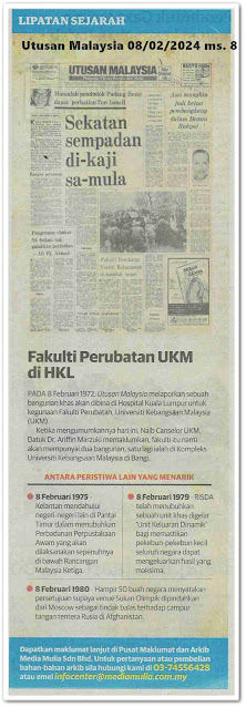 Lipatan sejarah 8 Februari | Keratan akhbar Utusan Malaysia 8 Februari 2024