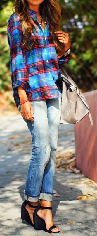 boyfriend`s jeans and shirt