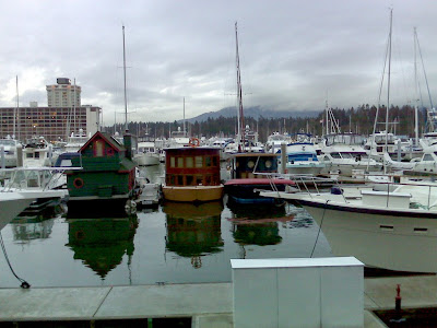 Houseboats in the mist