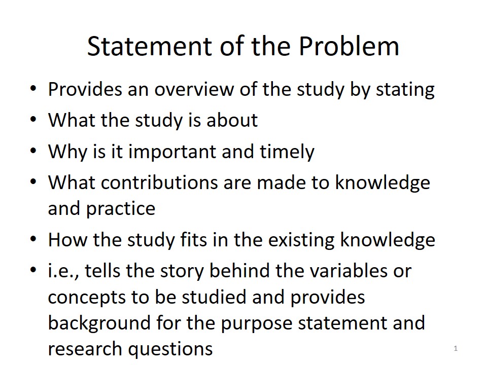 Research methodology - Statement of the problem Notes by ...