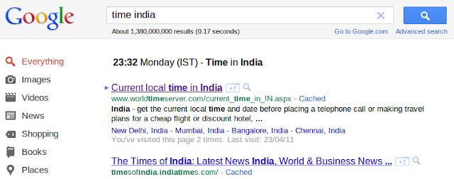 Current time finding with Google