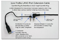 CP1103: Low Profile LANC Port Extension Cable (Allows video camera monitor to fold up most of the way)