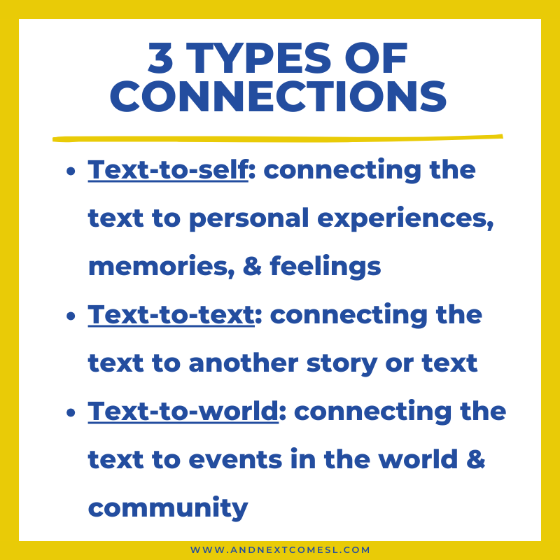3 types of connections to make when reading