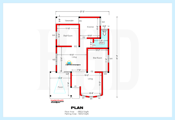 Floor plan of 1200 sq.ft house