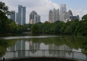 View of Atlanta's Midtown skyline from Lake Clara Meer