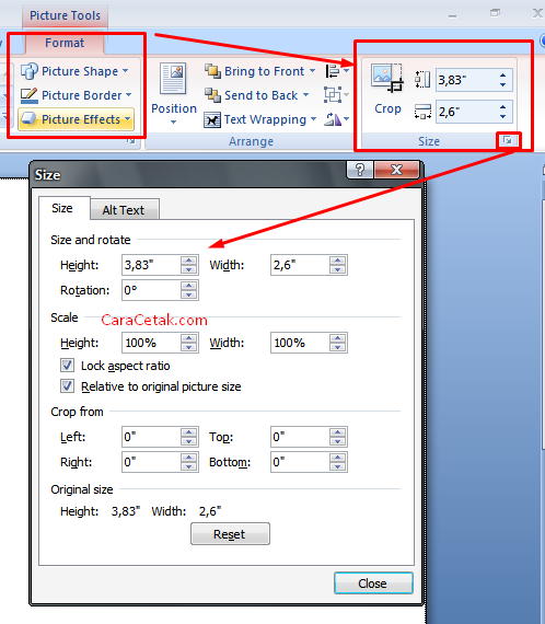 Size Of Wallet Size Picture In Microsoft Word