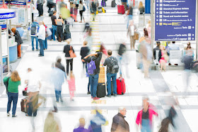 Blurred image of passenger movements in major station