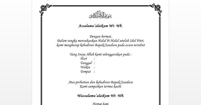 Contoh Surat Undangan Halal Bi Halal Word Cara Membuatnya Kosngosan