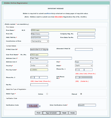 Bidder Registration Form