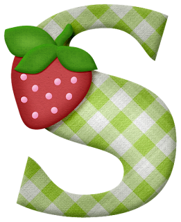 Alfabeto con Cuadros Verdes y Fresas. 