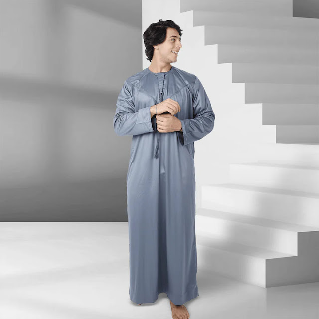 Online  Grey Emirati Thobe for men