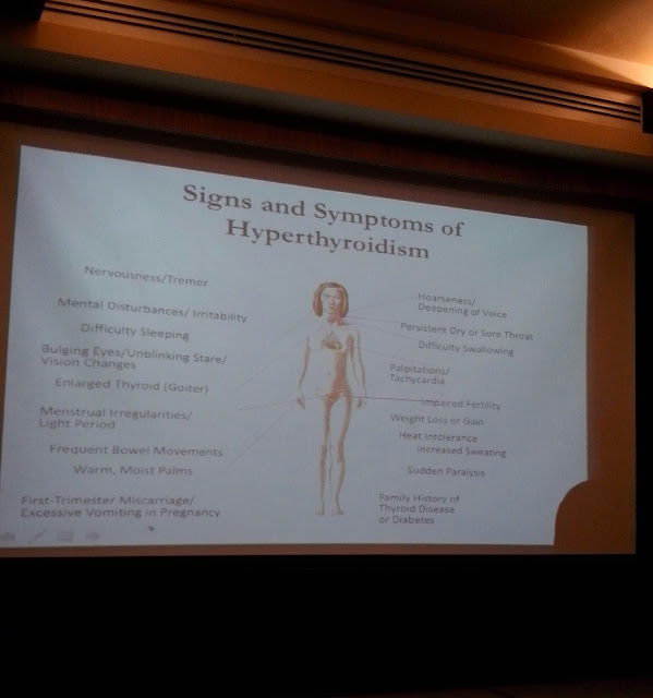 Hyperthyroidism (too much thyroid hormone) patients tend to have hyperactive metabolism: they can lose weight despite having a good appetite, have heart problems, irritable thoughts, insomnia, sweating, heat intolerance, and hand tremors. 