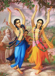 Chaitanya Mahaprabhu dancing on Hare Krishna