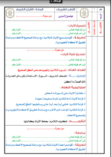 دفتر تحضير مادة القران الكريم كاملا ً مناسب لكل المراحل