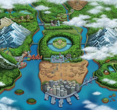 Pokemon Black and White Versions Artwork - Isshu Map