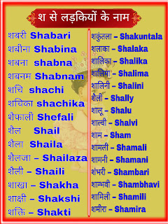 श से लड़कियों के नाम//350+ best girls Hindu name from Sh in Hindi