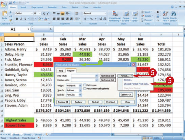 MS Excel : FIND AND REPLACE formats 