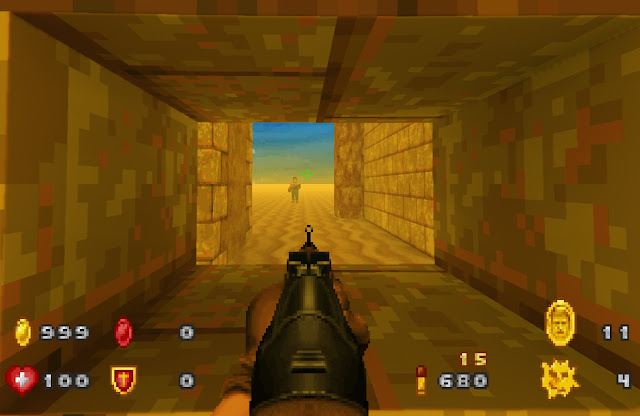 Serious Sam appears from far away in the pyramid level, but we can't approach him!