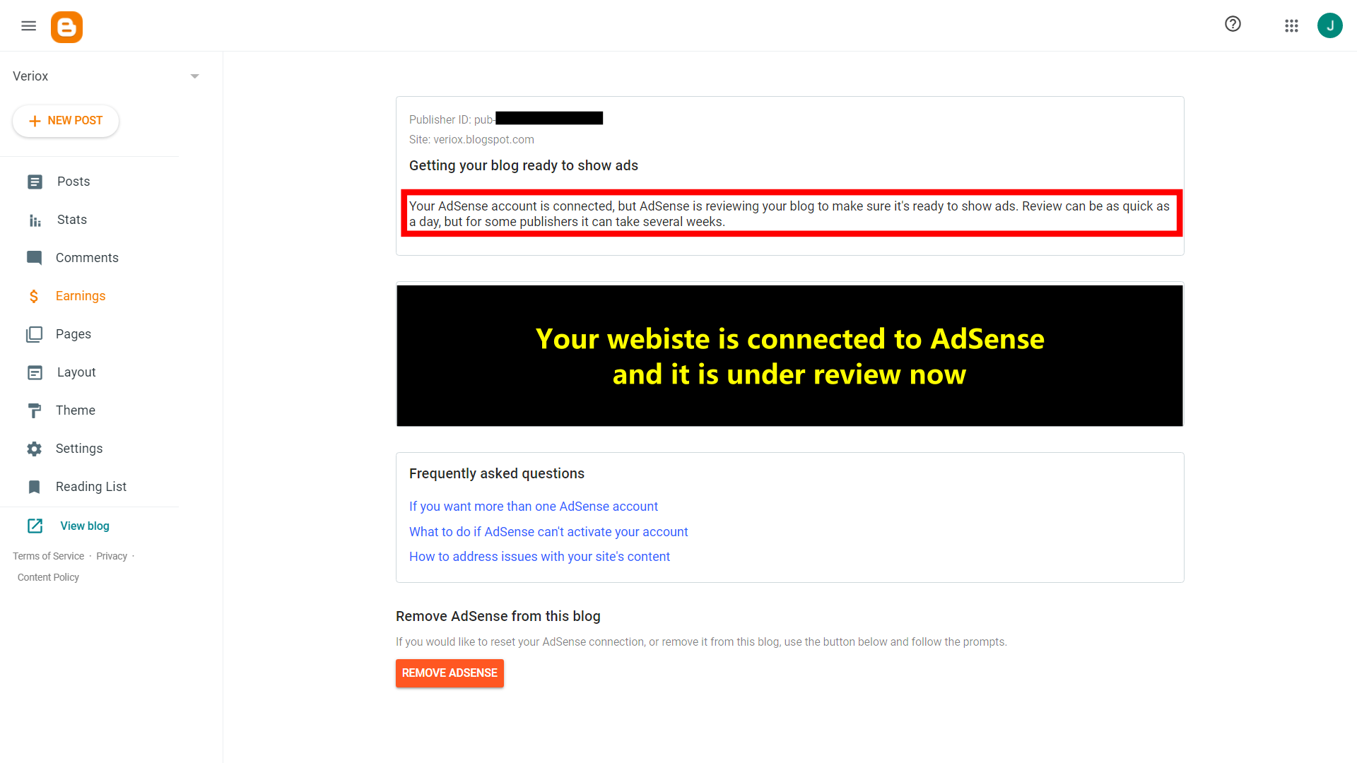 How to connect my BlogSpot website to Google AdSense to review my application