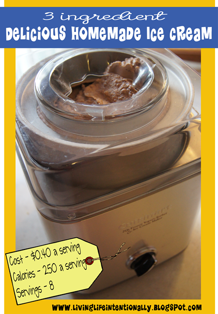 Delicious Homemade Ice Cream Recipe that uses only 3 ingredients and costs 40 cents a serving! #recipes #icecream #dessert #summer