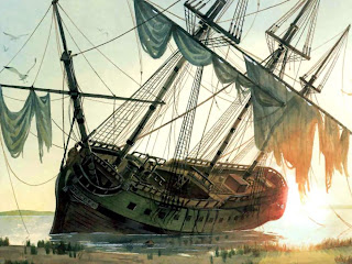 Blackbeard's pirate ship Queen Anne's Revenge ran aground at Beaufort Inlet, North Carolina and had to be abandoned