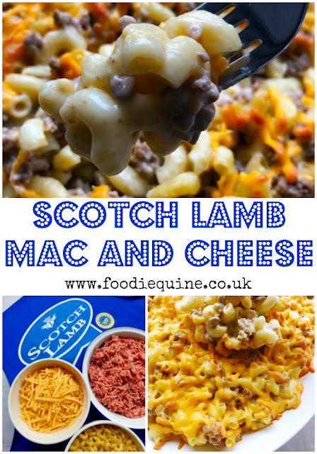 www.foodiequine.co.uk Lamb Mac and Cheese is Scottish comfort food at its best and then some! Scotch Lamb PGI stirred through creamy macaroni cheese before being topped with lashings of Scottish cheddar and baked in the oven until ooey and gooey. The best bits of macaroni cheese and shepherd’s pie all rolled into one midweek meal which the whole family will enjoy.